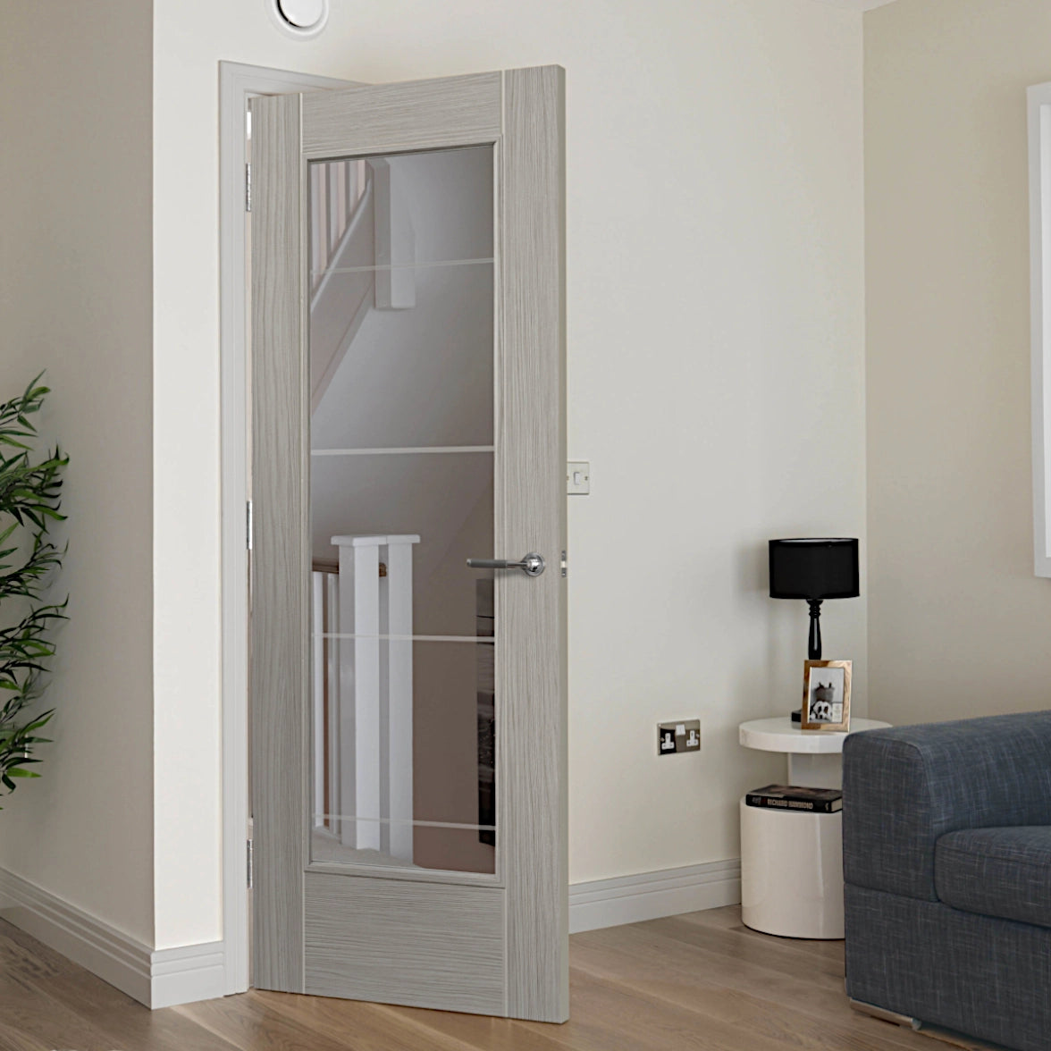 Lava Light Grey Full Glazed Internal Door – Emerald Doors