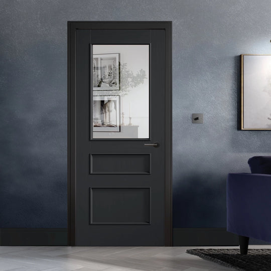 Charcoal Black Toledo Clear Glazed Internal Door