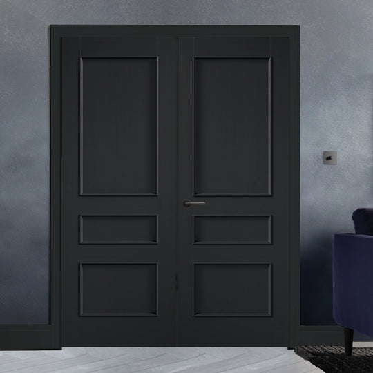 Charcoal Black Toledo 3 Panel Internal Door Pair