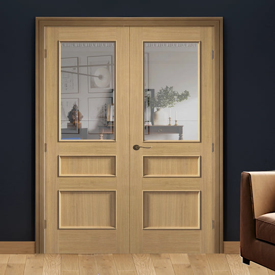 Oak Toledo Clear Glazed Door Pair Fully Finished