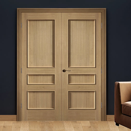 Oak Toledo 3 Panel Fully Finished Door Pair