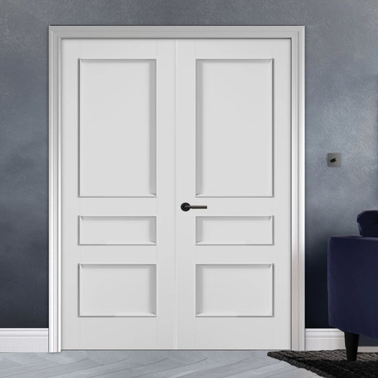 Toledo 3 Panel White Internal Door Pair