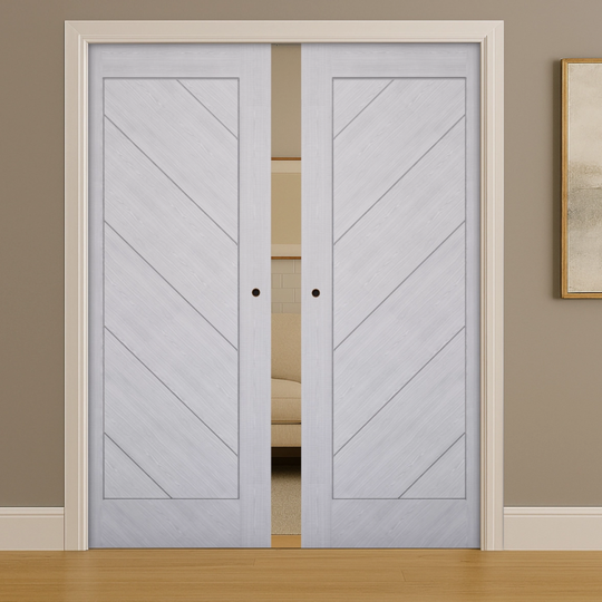 Torino Light Grey Double Pocket Door Set