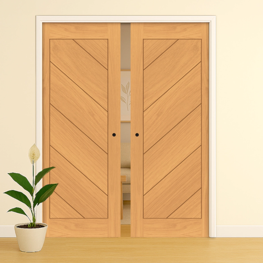 Torino Oak Double Pocket Door Set