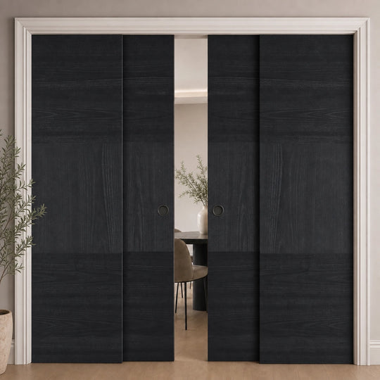 Charcoal Black Tres 4 Door Telescopic Pocket Door System