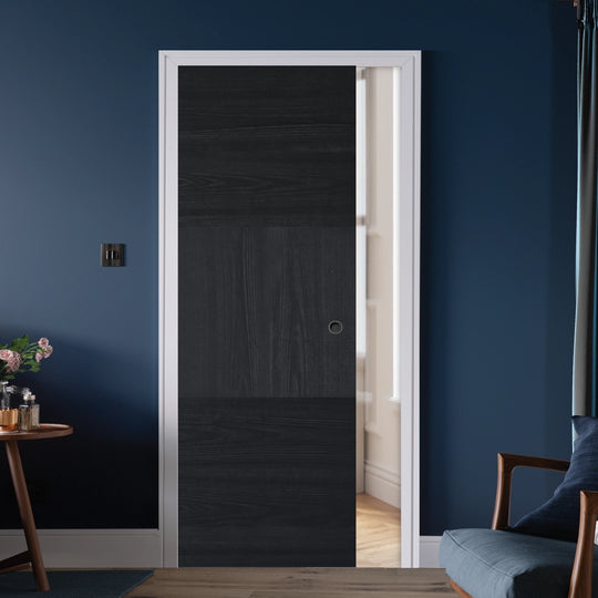 Charcoal Black Tres Pocket Door Set