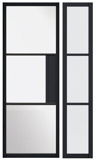 Off Set Doors Black Tribeca Clear Glazed Offset French Doors with Demi Panel ...