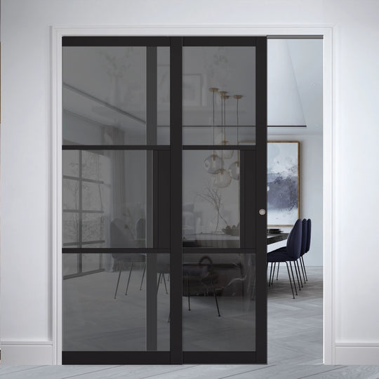 Black Tribeca Tinted Glazed Telescopic Pocket Door System