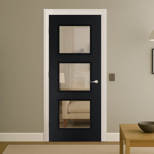 Trinity Black Clear Glazed Door Fully Finished