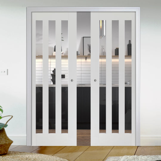 Utah 3L Glazed Double Pocket Door Set