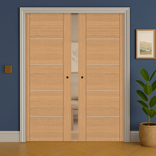Valencia Oak Double Pocket Door Set