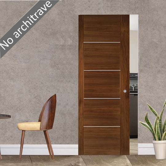 Valencia Walnut Flush Pocket Door Set