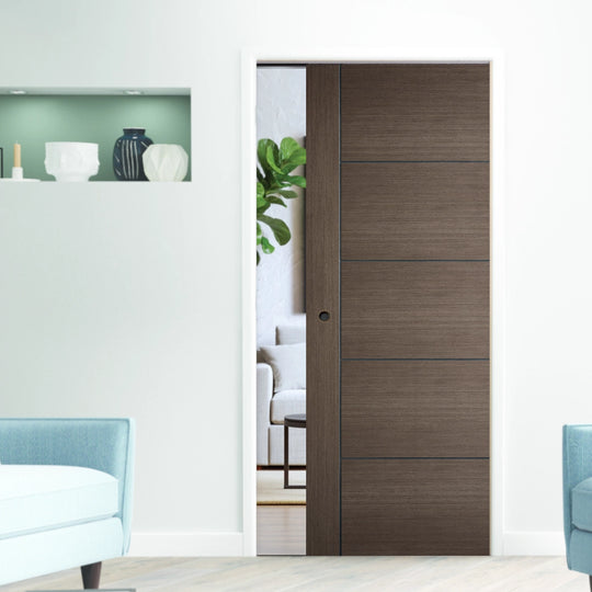 Vancouver 5P Chocolate Grey Pocket Door Set