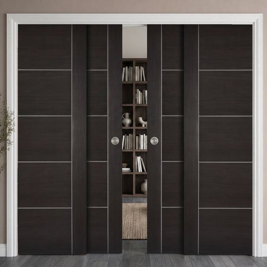 Vancouver Dark Grey 5P Laminate 4 Door Telescopic Pocket Door System