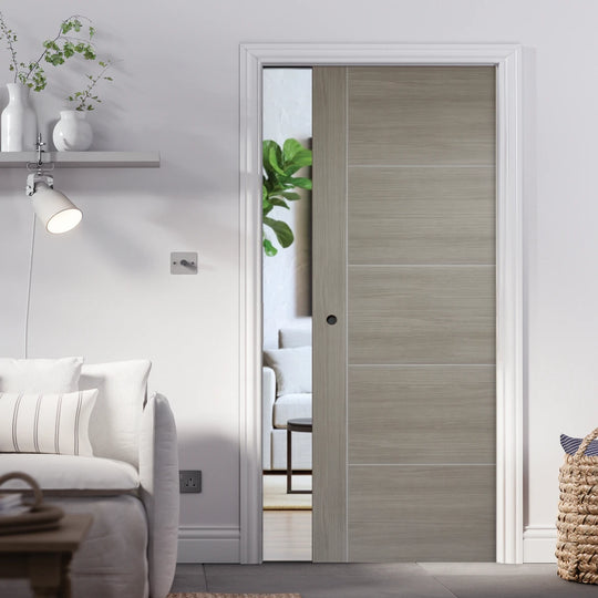 Vancouver Light Grey Laminate Pocket Door Set