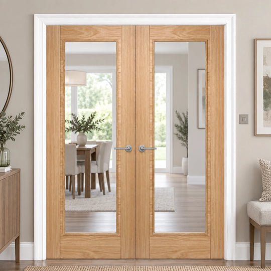 Contemporary Oak 6006 1L Clear Glazed Door Pair