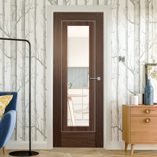 Varese Walnut Door with Clear Glass