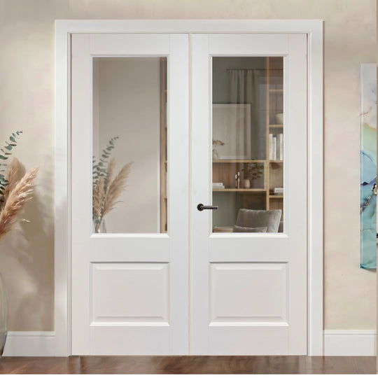 Vermont White Clear Glazed Internal Door Pair