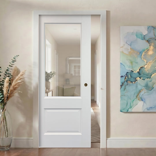 Vermont White Clear Glazed Pocket Door Set