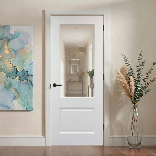 Vermont White Primed Clear Glazed Fire Door