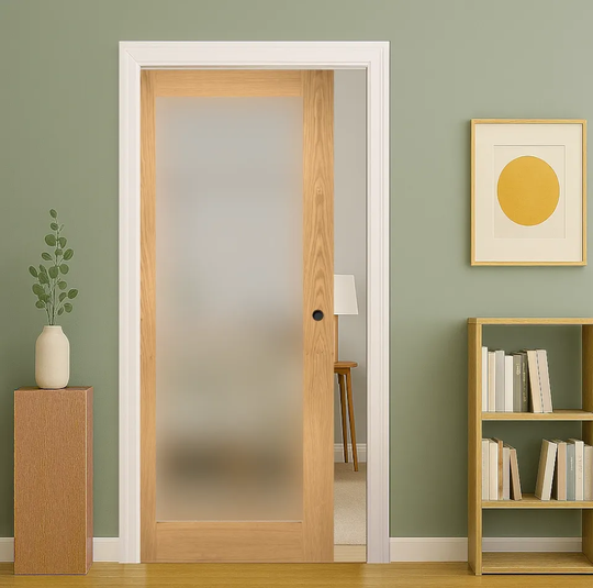 Walden Oak Obscure Glazed Pocket Door Set