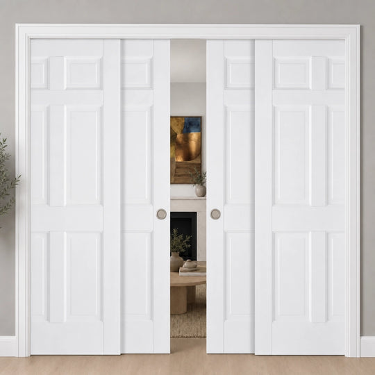 White 6P Regency 4 Door Telescopic Pocket Door System