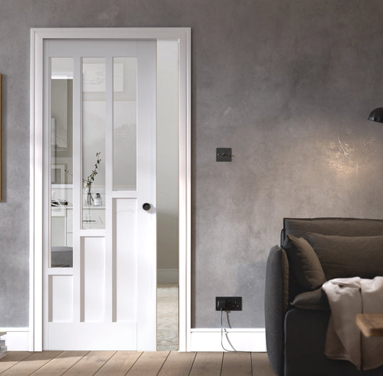 Coventry White Glazed Pocket Door Set