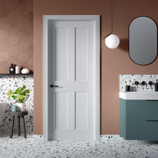London 4 Panel White Primed Fire Door