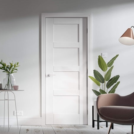 SHAKER 4 PANEL FIRE DOOR WHITE PRIMED