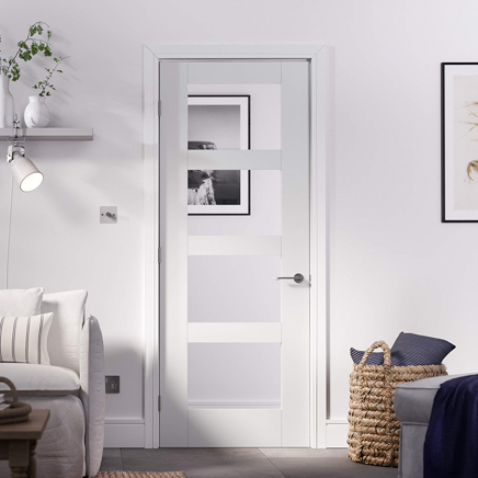 SHAKER 4 LIGHT GLAZED DOOR WHITE PRIMED