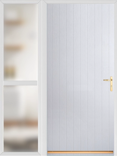 White Tongue and Groove External Fire Door Set with Sidelight