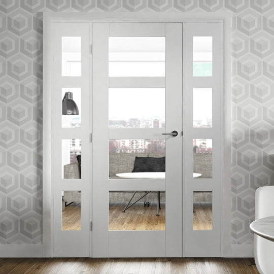 White Shaker 4 Light Room Divider with Matching Demi Panels