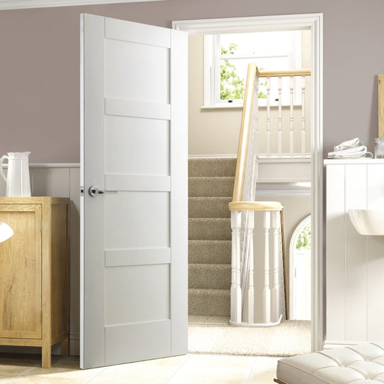 White Shaker 4 Panel Fire Door