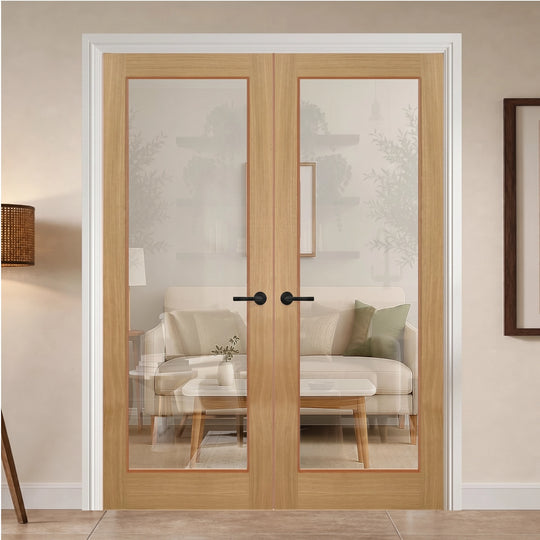 Wiltshire Oak Clear Glazed Door Pair Fully Finished