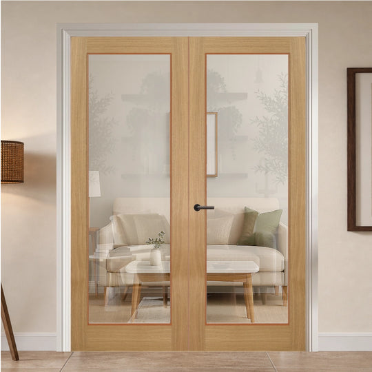 Wiltshire Oak Clear Glazed Door Pair Fully Finished