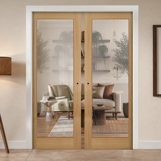 Wiltshire Oak Clear Glazed Double Pocket Door System