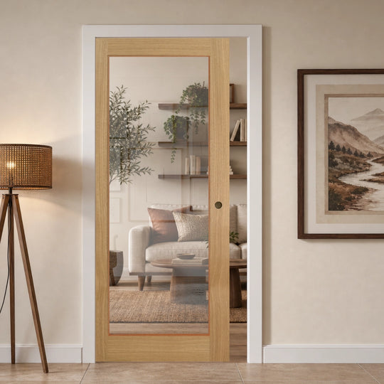 Wiltshire Oak Clear Glazed Pocket Door Set
