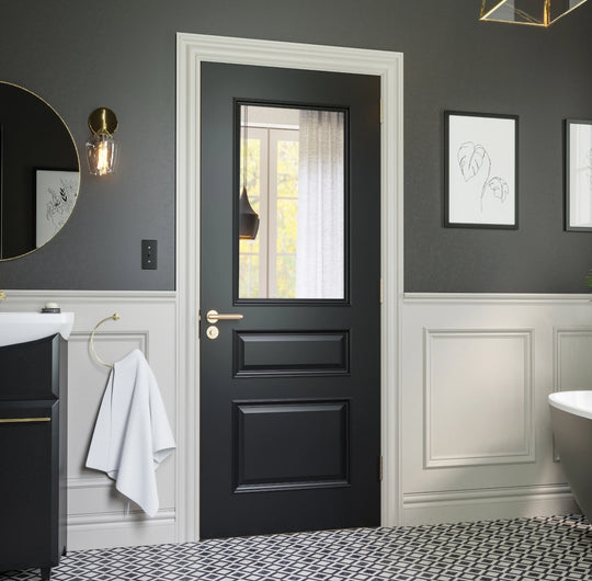 Windsor Black Clear Glazed Internal Door Fully Finished