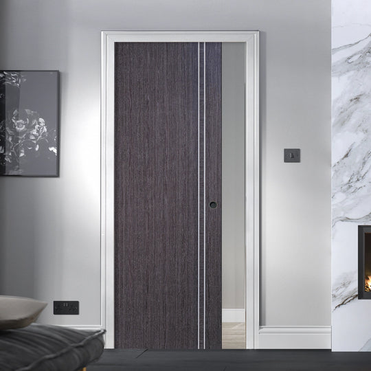 Contemporary Zanzi Grey Pocket Door Set