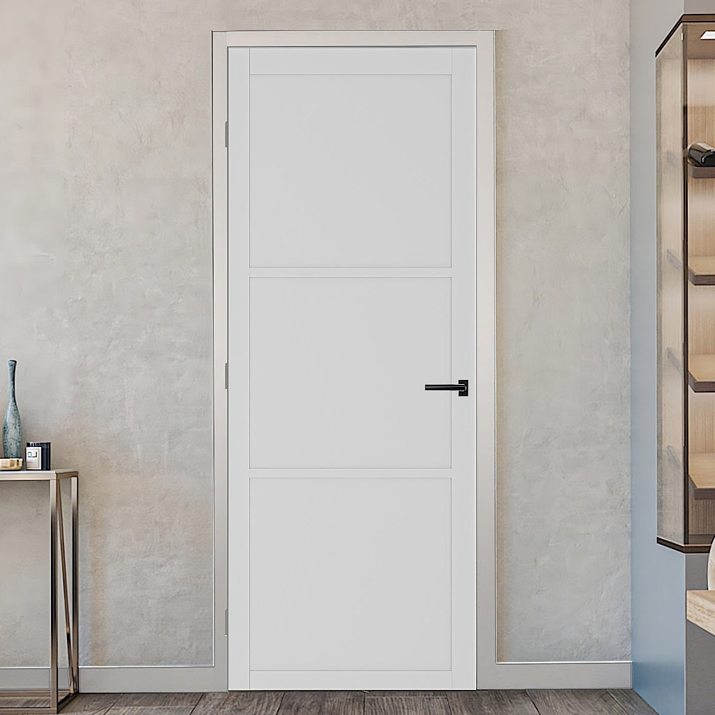 3 Panel White Custom Made Industrial Style Door – Emerald Doors