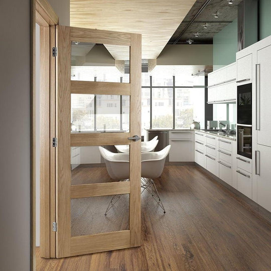 Coventry Oak Internal Fire Door With Clear Glass