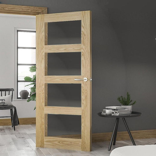 Coventry Oak Clear Glazed Fire Door Fully Finished