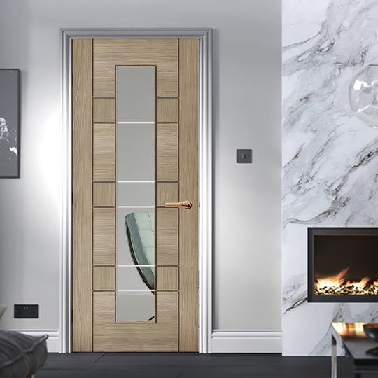 Edmonton Light Grey 1L Glazed Internal Door