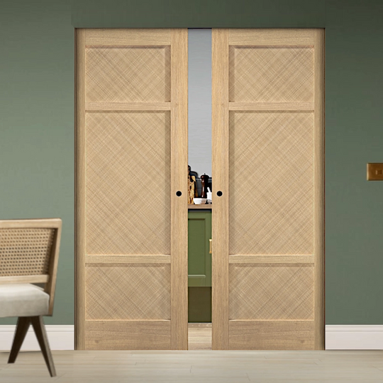 Alvin Oak Double Flush Pocket Door Set