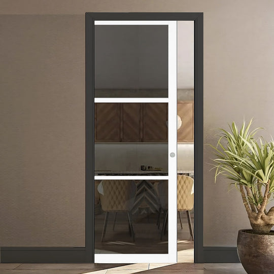 3L White Tinted Glazed Pocket Door Set