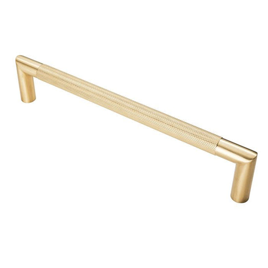 Satin Brass Mitred Knurled Pull Handle 470mm