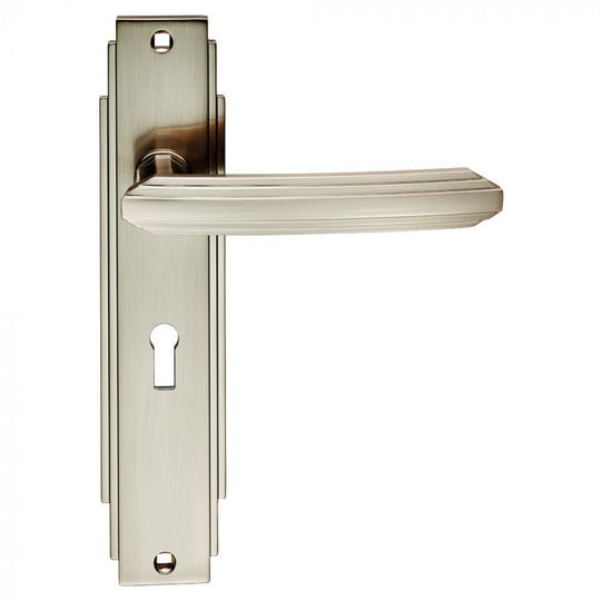 Deco Lever Satin Nickel Keyhole Handle