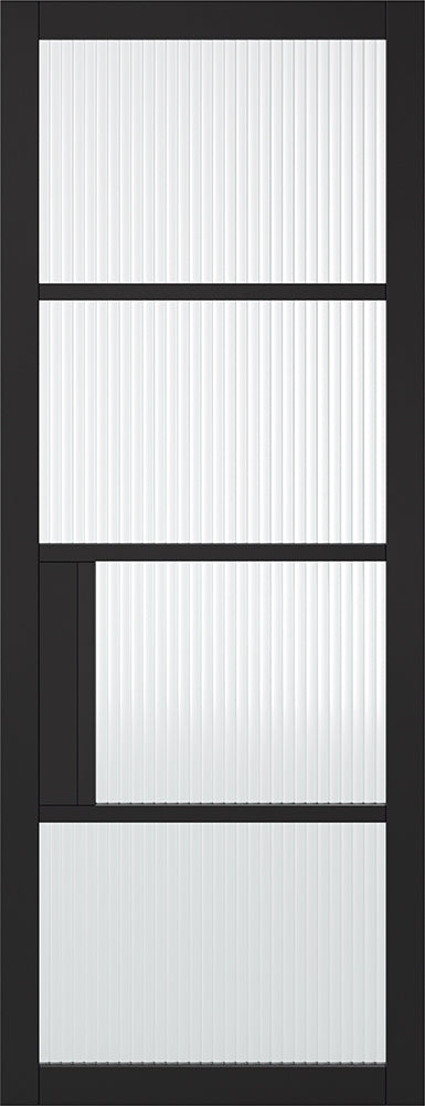 Black Chelsea 4L Internal Door Pair with Reeded Glass