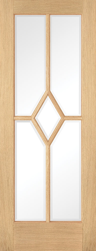 Oak Reims 5L Clear Glazed Internal Door Fully Finished 