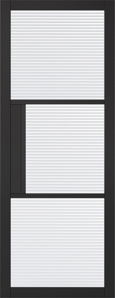 Black Tribeca 3L Reeded Glazed Pocket Door System